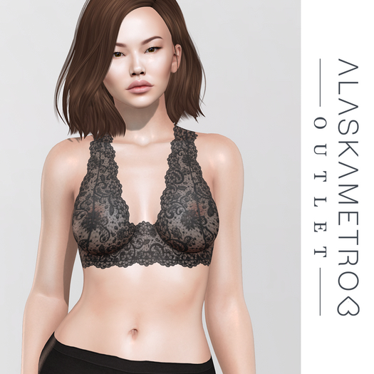 a<3 Outlet "Karena" SLUV bakes-on-mesh lace bralette - Black