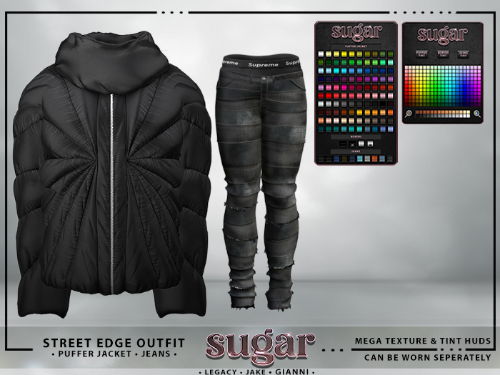 [sugar] Street Edge Outfit [FAT PACK]     • MESHBODY LEGACY •  SIGNATURE GIANNI • BELLEZA JAKE •