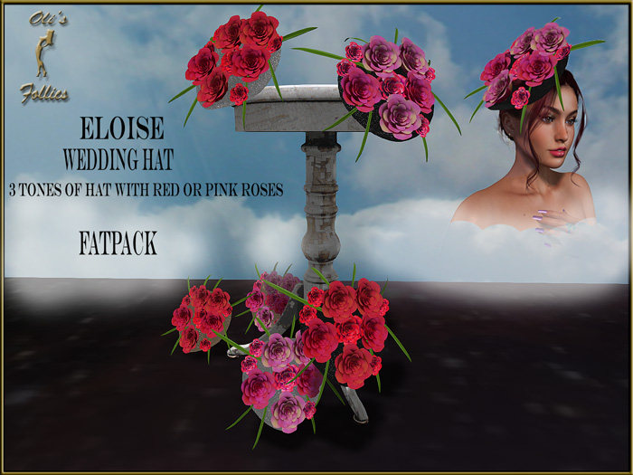 Oli's Follies "Eloise" wedding hat FATPACK