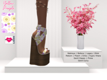 YOURMOM /\ - Lizzo Heels ' Yellow Purple Flowers