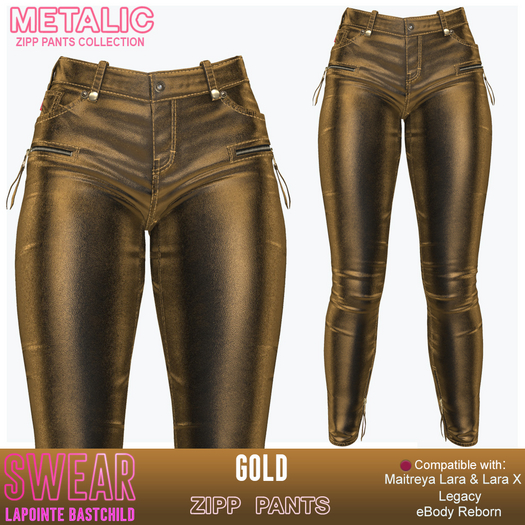Leather Pants Metalic Zipp GOLD