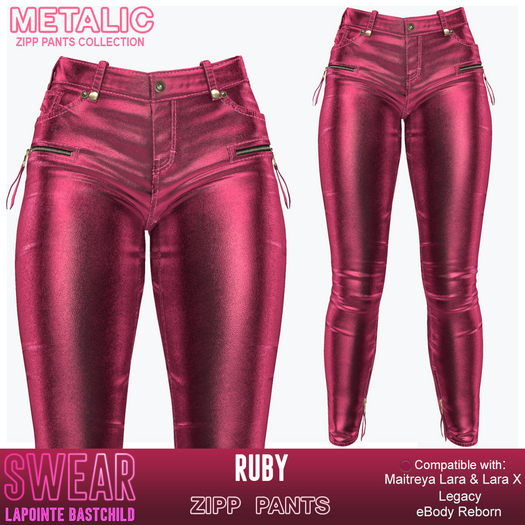 Leather Pants Metalic Zipp RUBY