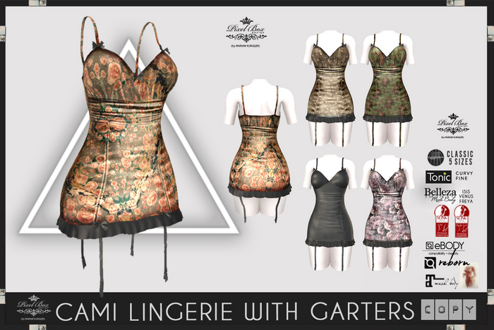 PIXEL BOX - Cami Lingerie with Garters