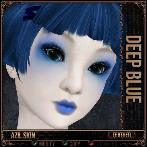=^.^= Curious Kitties - Azil Feather Skin - Deep Blue