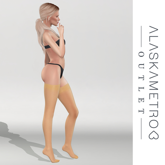 a<3 Outlet "Carmen" SLUV bakes-on-mesh stay-up stockings - Honey yellow