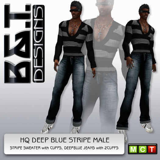 :.<B&T>.: Deep Blue Stripe Male [NEW 99L$ RELEASE]