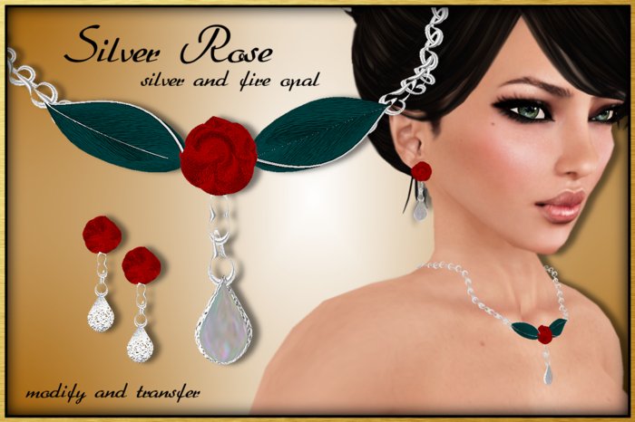 Rose Necklace & Earrings (Boxed)