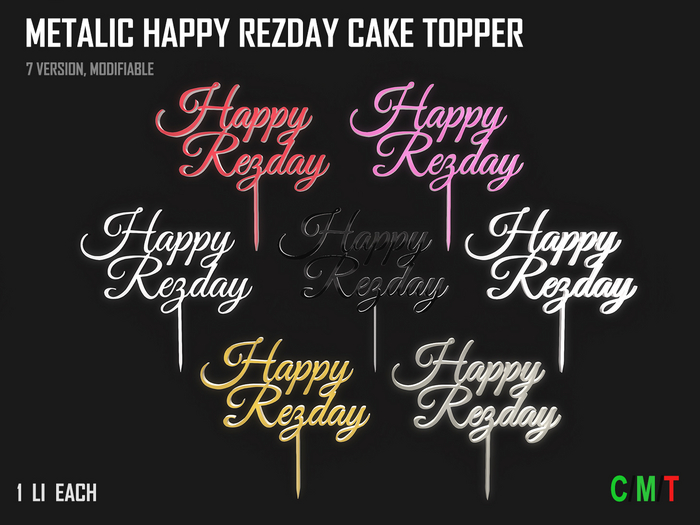 Chibby - Metallic Happy Rezday Cake Topper (Add Me)