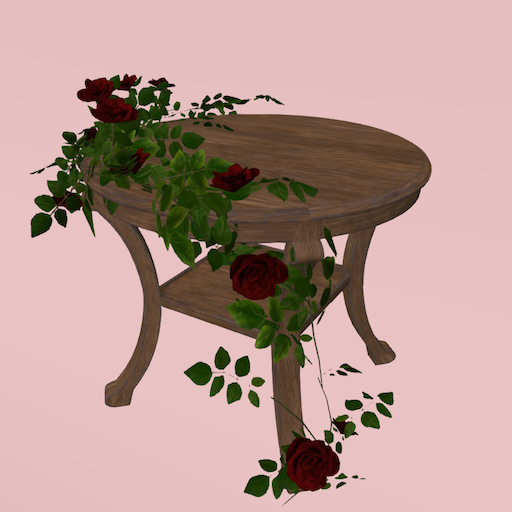 Song's Round Table with Red Rose Garland