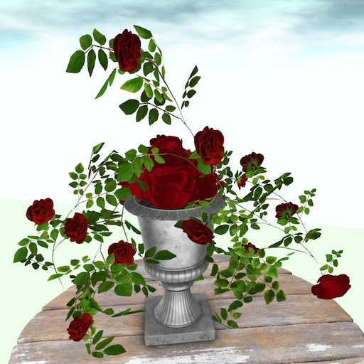 Song's Silver Urn with Red Garden Roses