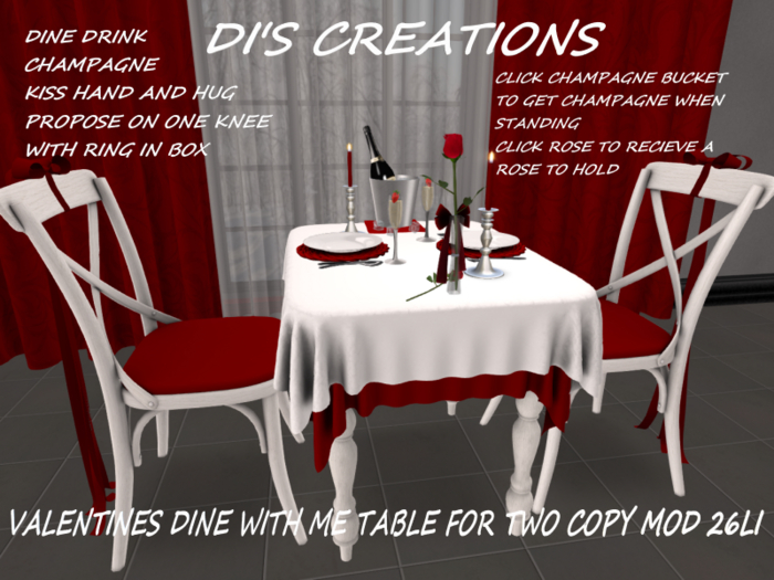VALENTINES DINE WITH ME TABLE FOR TWO