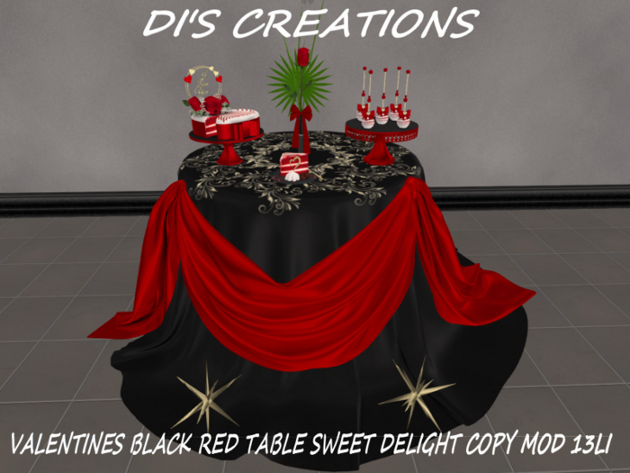 VALENTINES BLACK RED TABLE SWEET DELIGHT
