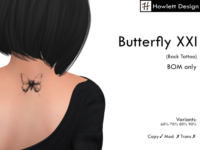 [HDesign] Butterfly XXI (Back Tattoo)