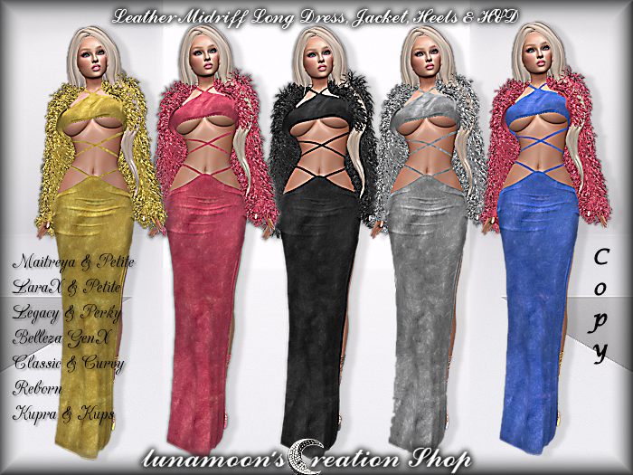 DEMO-Leather Midriff Long Dress with Heels