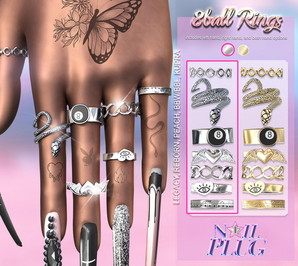 NAILPLUG - 8ball Rings (SILVER)