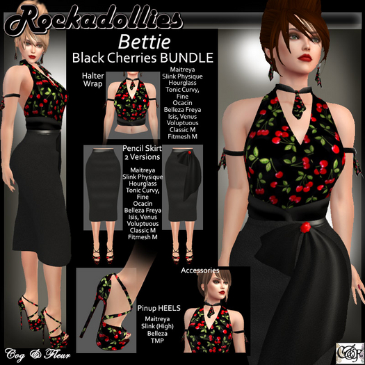 C&F Rockadolly BETTIE Outfit - Black Cherries
