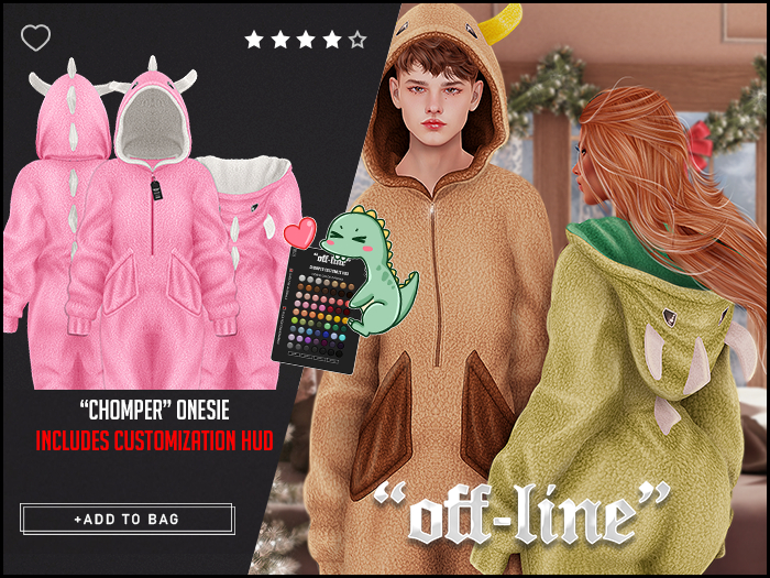 "Off-Line" x "Chomper" Onesie / Pinky