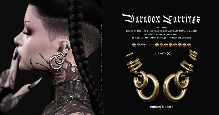 -SU!- Paradox Earrings LelEvoX FEMALE Human Ears + Unrigged