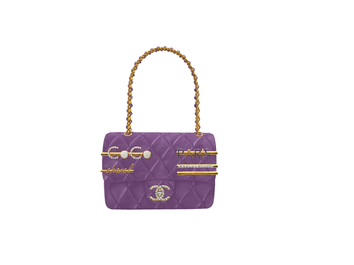 Hollyhood Quilted Bag with Charms - Purple