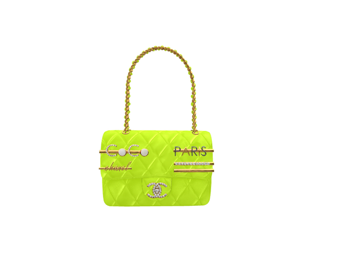 Hollyhood Quilted Bag with Charms - Lime