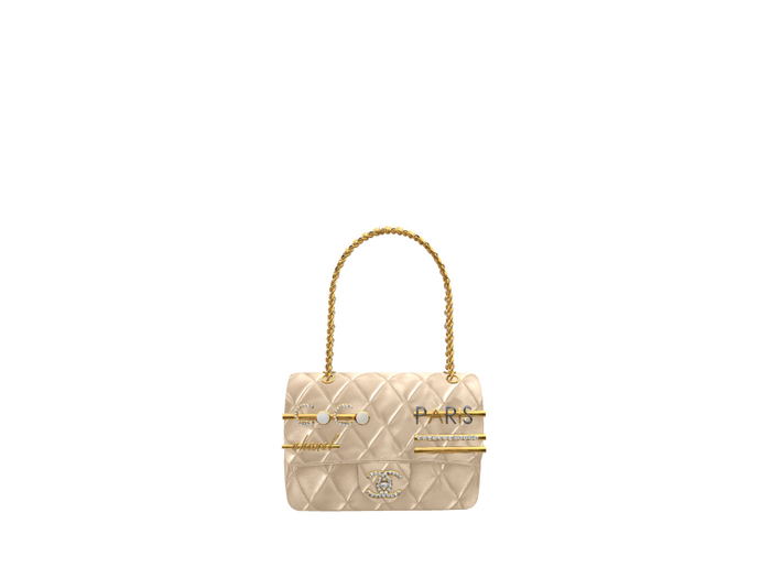 Hollyhood Quilted Bag with Charms - Champagne