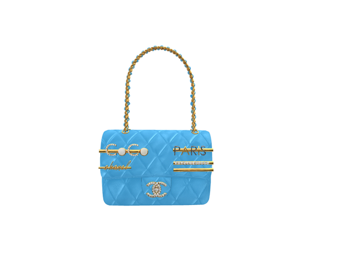 Hollyhood Quilted Bag with Charms - Blue