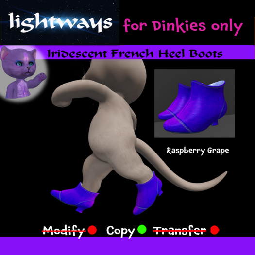 DINKIES FRENCH HEEL BOOTS Raspberry-Grape BOX
