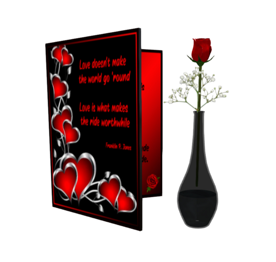 Valentine's Day Card - The Ride - With Rose Bud in Vase