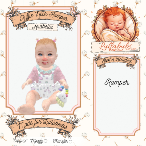 (LB) Ruffle neck Romper Arabella - Lullabeebs