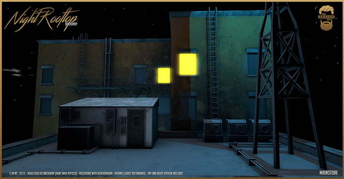 Night Rooftop Backdrop - The Bearded Guy