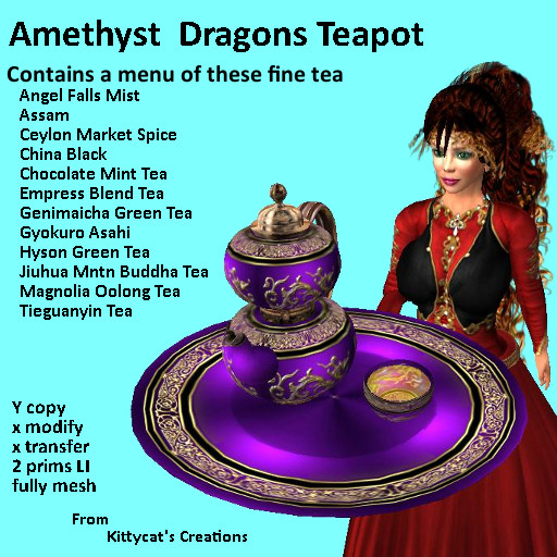 Amethyst  Dragons Teapot Box
