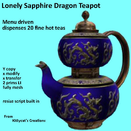 Lonely Sapphire Dragon Teapot