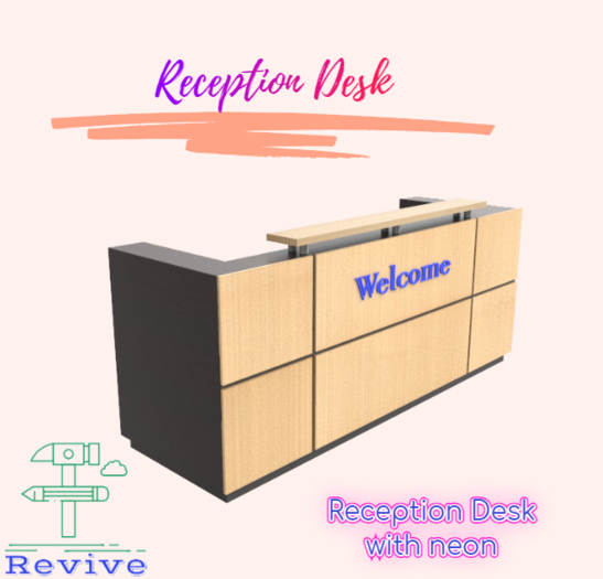 Revive - Reception Desk with neon 2024-1 light wood 2
