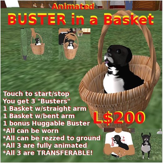 Buster In A Basket With Huggable Buster