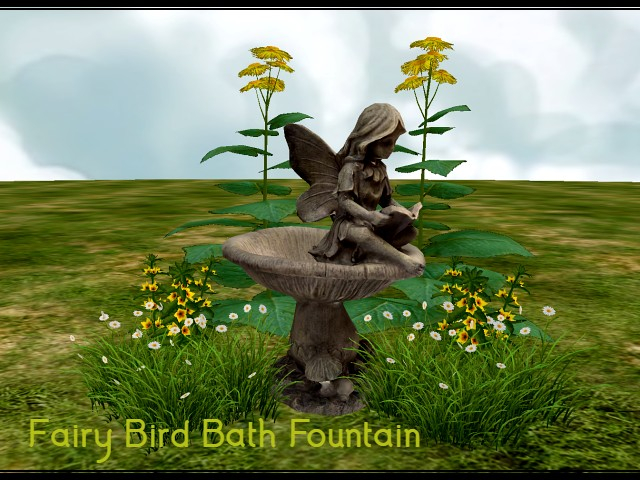 [AE] Home & Garden - Fairy Bird Bath Fountain & flowers