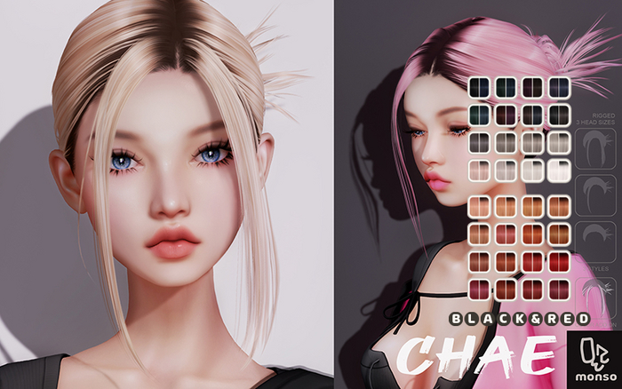 [monso] Chae Hair /Black & Red