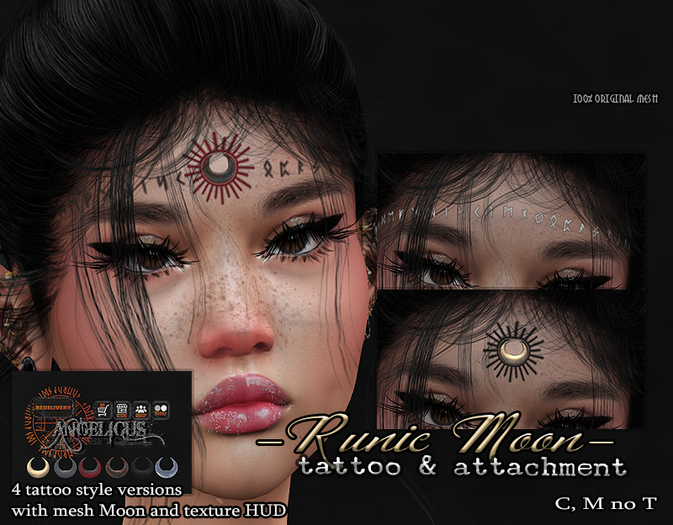 .AngelicUs. Forehead Runic tattoo with Moon