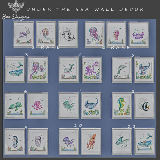 01 Bee Designs Under The sea wall decor RARE