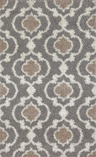 Touro Trellis Shag Modern Rug - Grey Cream