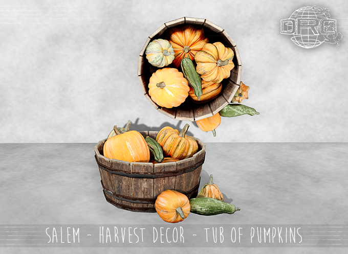 -DRD- Salem - Harvest Decor - Tub of Pumpkins