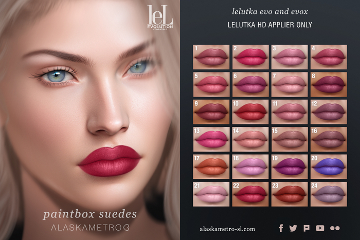 alaskametro<3 "Paintbox Suedes" lipstick | Lelutka Evo/EvoX HD Applier