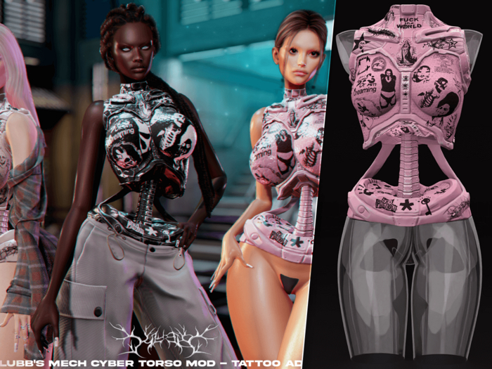 Tattoo Addon for Klubb's Mech Cyber Torso Mod [Pink]