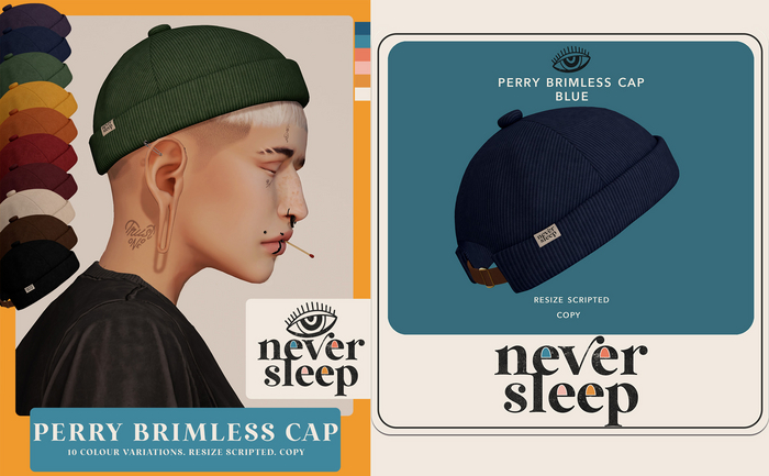 Never Sleep // Perry Brimless Cap - Blue