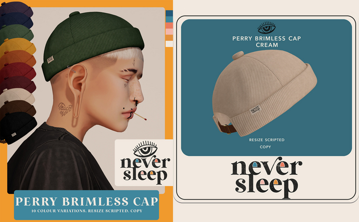 Never Sleep // Perry Brimless Cap - Cream