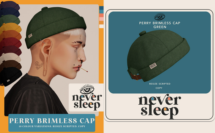 Never Sleep // Perry Brimless Cap - Green