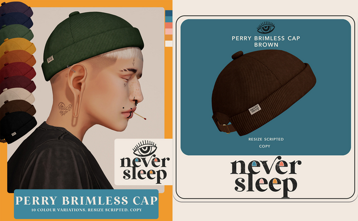 Never Sleep // Perry Brimless Cap - Brown