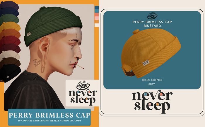 Never Sleep // Perry Brimless Cap - Mustard