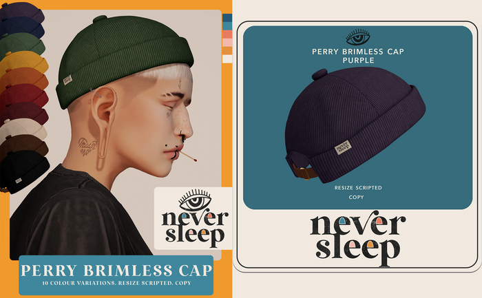 Never Sleep // Perry Brimless Cap - Purple