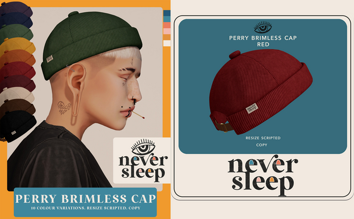 Never Sleep // Perry Brimless Cap - Red
