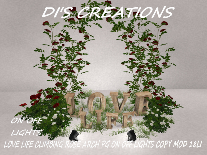 LOVE LIFE CLIMBING ROSE ARCH PG ON OFF LIGHTS